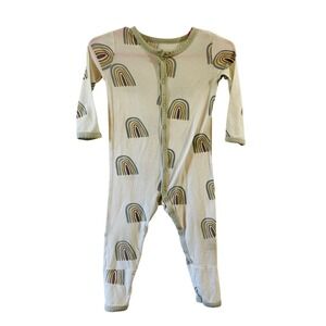 Kyte Baby Romper Cream Earthy Rainbow Bamboo Snap Pajamas Kids 6-12M Boho